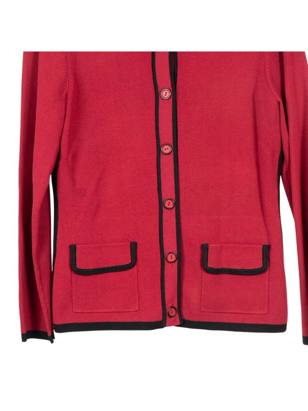 Cardigan Sweater Sleeveless Top Set S Womens 90s Red Black Trim Tank Colorblock - Picture 3 of 10